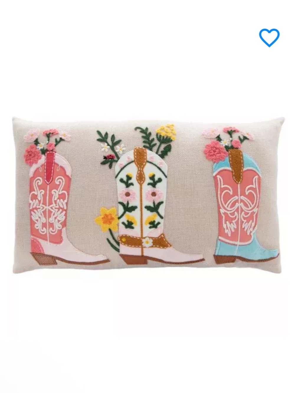 Viral Hobby Lobby Embroidered Spring Cowboy Boots Pillow, 20” x 12”
